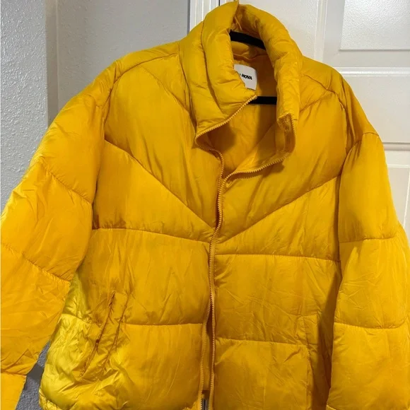 Fashion Nova Bright Yellow Puffer Jacket - Picture 1 of 6